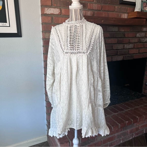 Free People Venice Crochet Mini Dress in Ivory Sz S - Picture 4 of 13